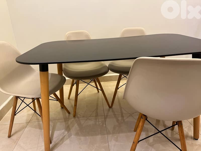 Wood modern dining table with 6 chairs 5
