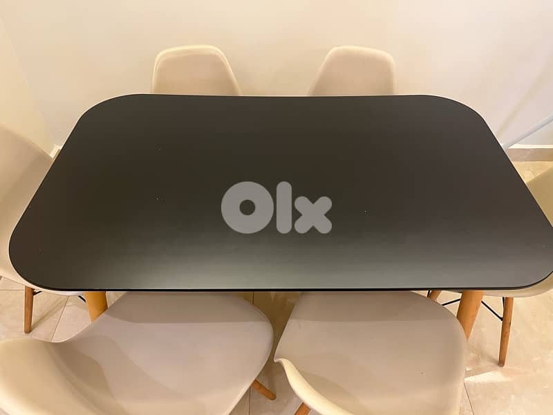 Wood modern dining table with 6 chairs 6