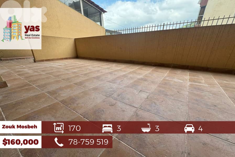 Zouk Mosbeh 170m2 | 120m2 Terrace | Excellent Condition | EL | 0