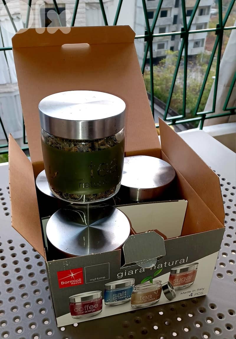 Bormioli Rocco “Giara Natural” Glass Jar Set – 4 pieces (Made in Italy 1
