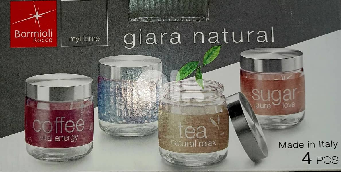 Bormioli Rocco “Giara Natural” Glass Jar Set – 4 pieces (Made in Italy 2