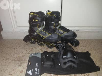 Royal Derby Skates with hands and knee protective gear
