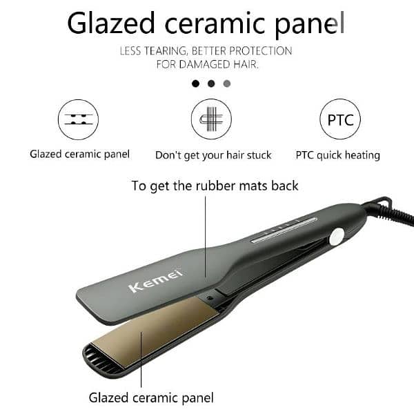 new kemei hair straightener top quality ceramic hair straightener 1
