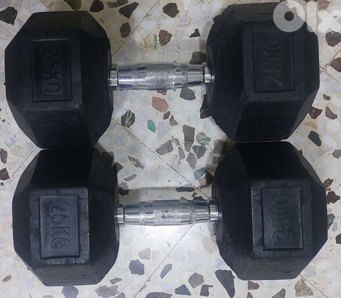 2 × 25kg dumbells like new 0