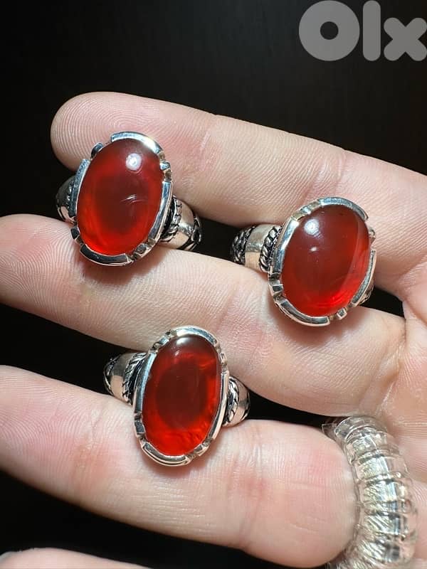 عقيق يماني زجاجي احمر رماني 1