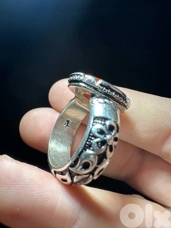 عقيق يماني زجاجي احمر رماني 4