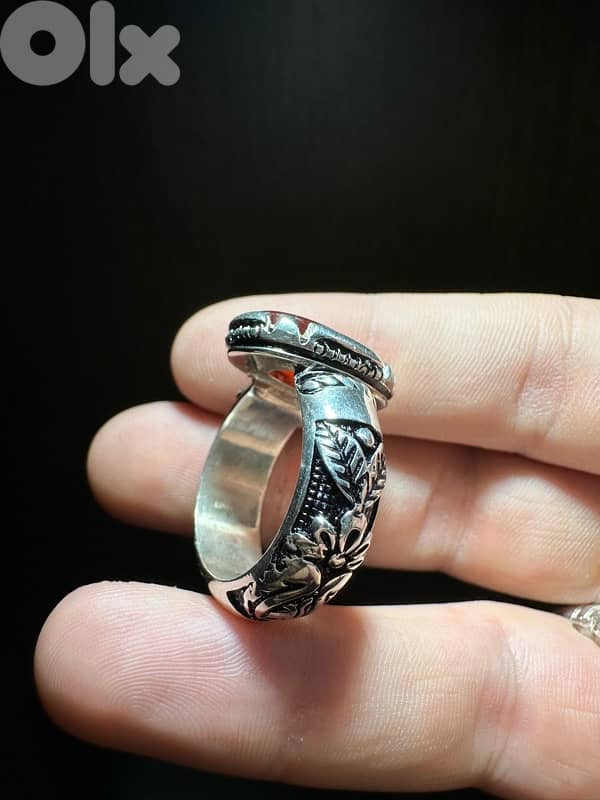 عقيق يماني زجاجي احمر رماني 5