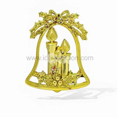 Gold Christmas Bell Ornament with Candles – 18cm x 14cm