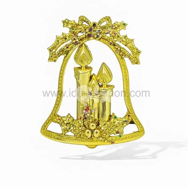 Gold Christmas Bell Ornament with Candles – 18cm x 14cm 0