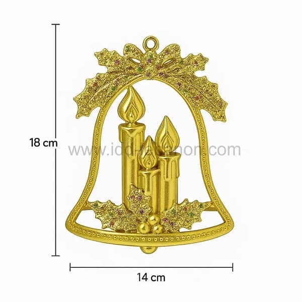 Gold Christmas Bell Ornament with Candles – 18cm x 14cm 1