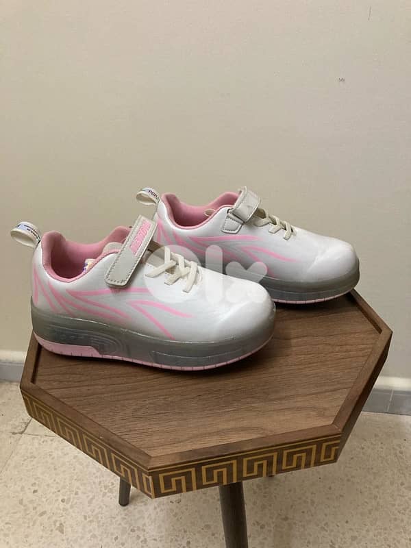Kids LED Roller Sneakers – Pink & White Light 0