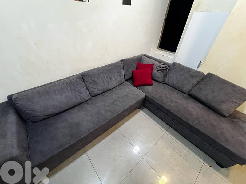 L Shaped Sofa For Sale - Grey and Red design 1