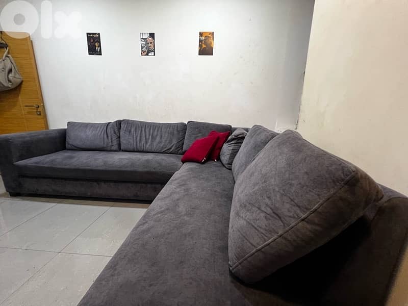 L Shaped Sofa For Sale - Grey and Red design 2