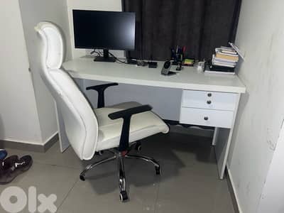 White Office Desk with Chair For Sale