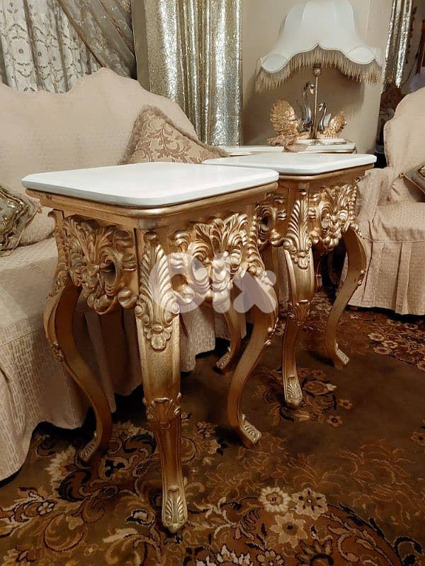 Wooden Golden Tables ( 2 ) طاولة خشب حفر ذهبي عدد ٢ 14