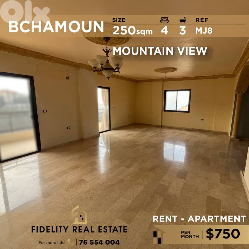 Apartment for rent in Bchamoun MJ8 شقة  للإيجار في بشامون 0