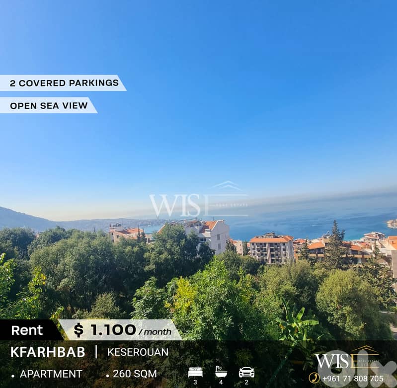 260 SQM Apartment for RENT in Kfarhbab! 0