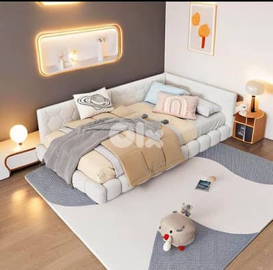 White Polstered Bed / Corner Bed