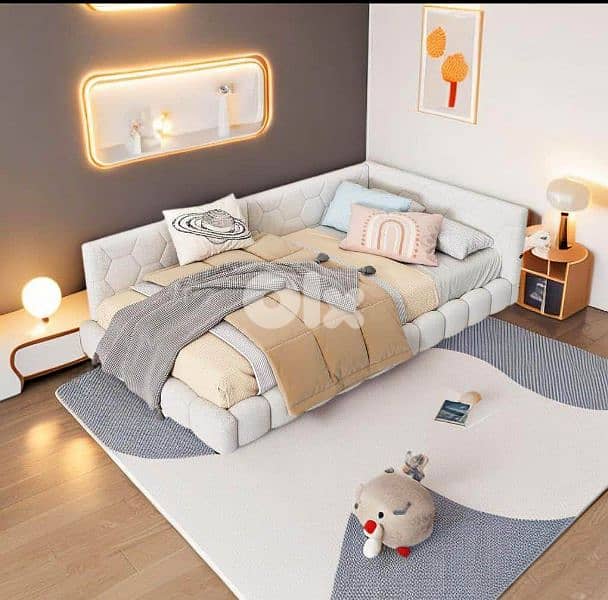 White Polstered Bed / Corner Bed 0