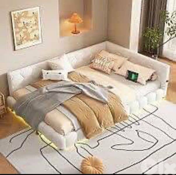 White Polstered Bed / Corner Bed 5