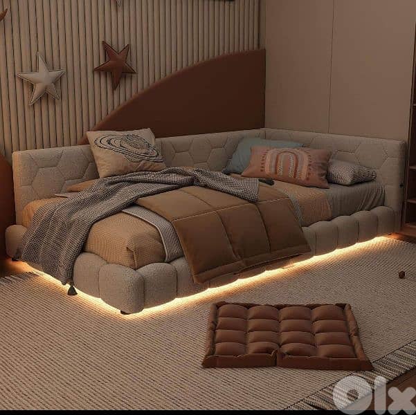 White Polstered Bed / Corner Bed 6