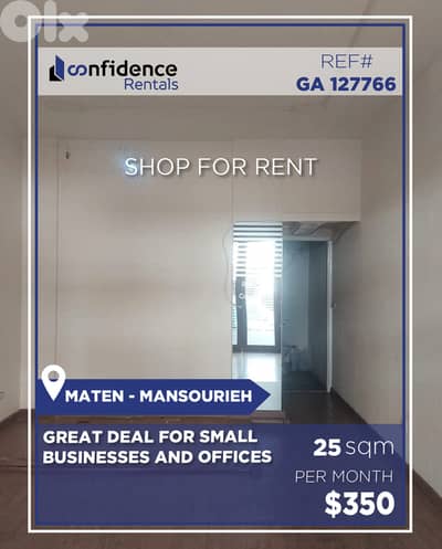 Prime Location 25 m2 Shop for Rent – Mansourieh REF#GA127766