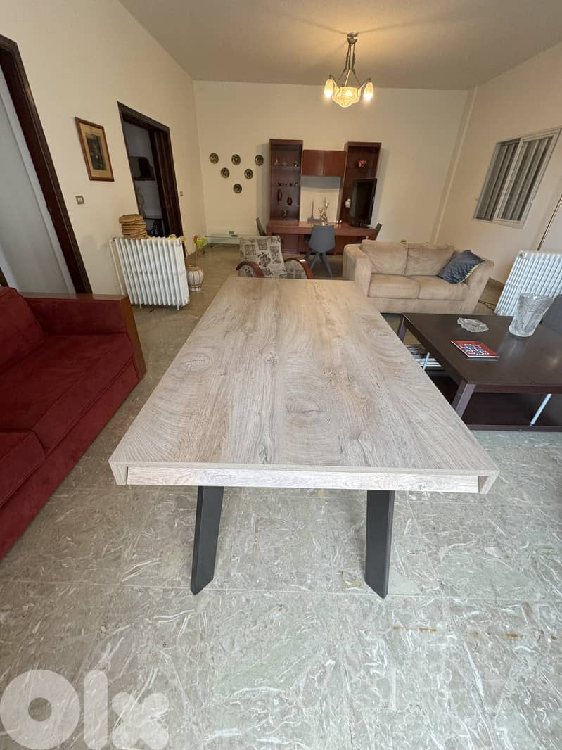 Dining Table for 6 – Beige Wood with Black Striations (2019) 1