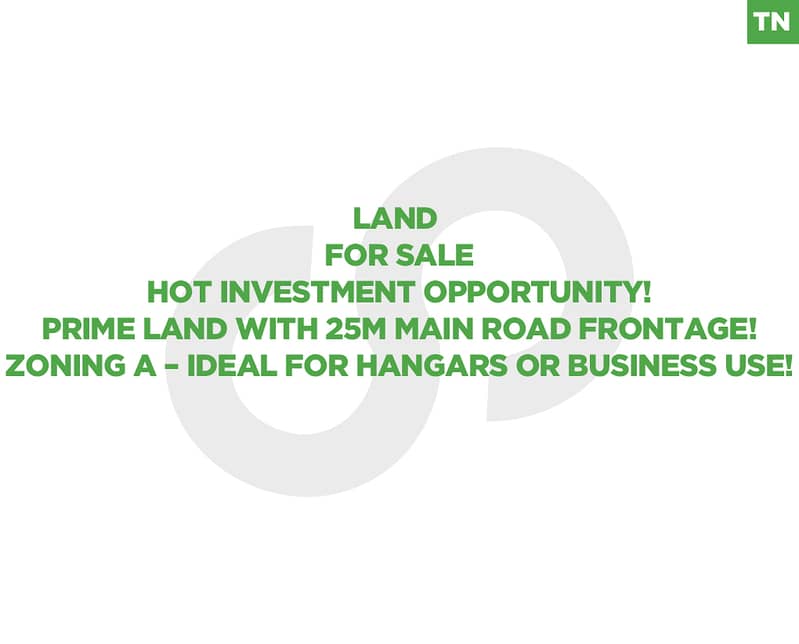 Zgharta – 1,730 SQM Land with 25M Road Frontage– Zoning A REF#TN128277 0