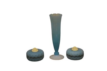 Vintage French Opaline Glass Vanity Set (3 pcs)