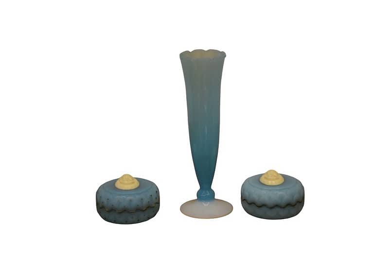 Vintage French Opaline Glass Vanity Set (3 pcs) 0