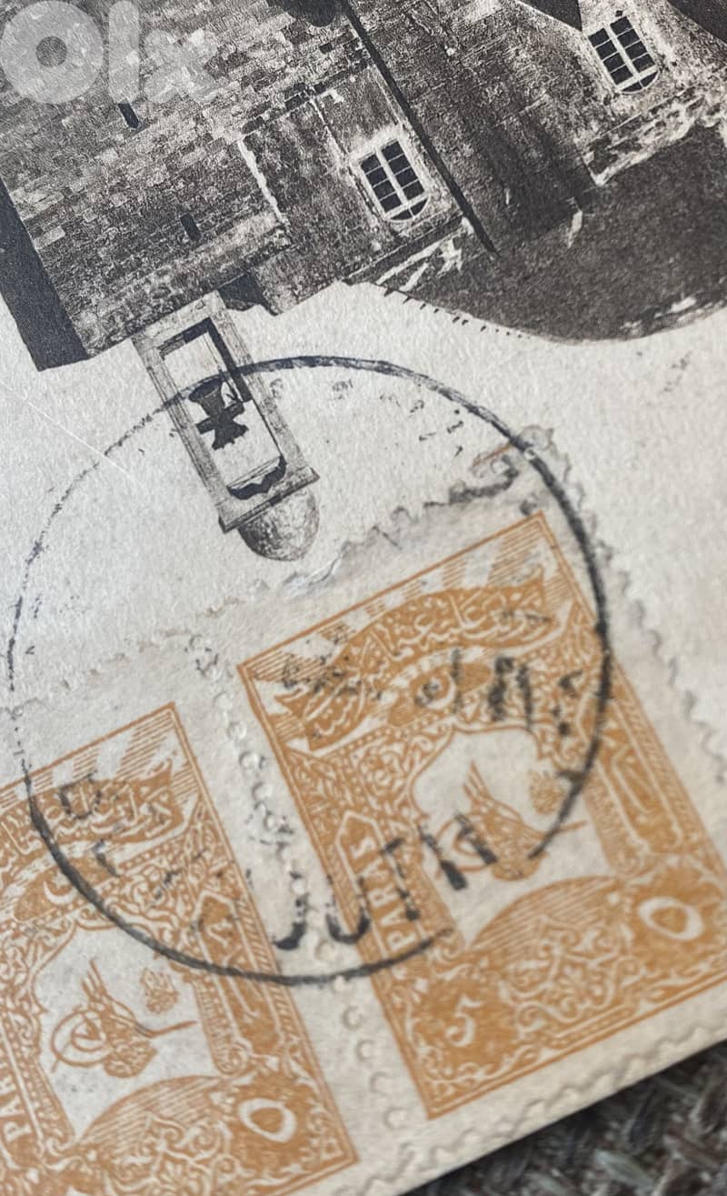 كرت بريد عثماني سنة ١٩٠٧ صورة الكنيسة الأرثوذكسية بيروت ختم Beyrouth 1