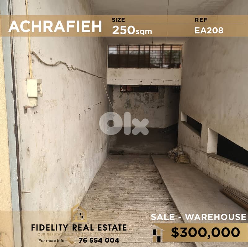 Warehouse for sale in Achrafieh EA208 مستودع  للبيع في الأشرفية 0