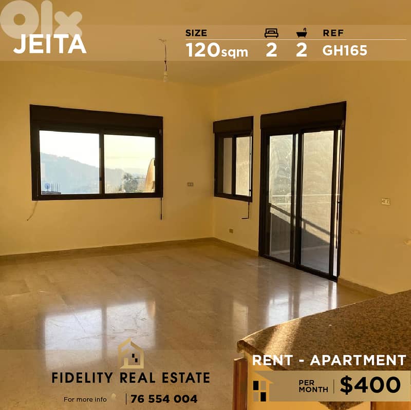 Apartment for rent in Jeita GH165 شقة جديدة للإيجار في جعيتا 0