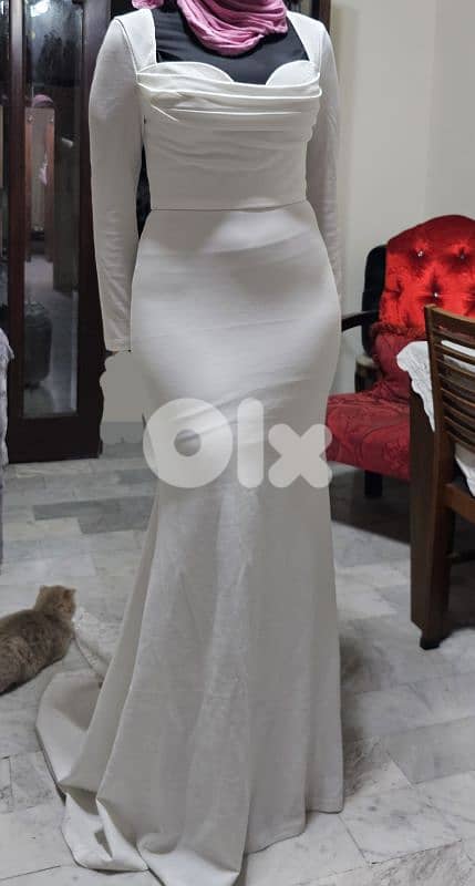 فستان ابيض سهره 1