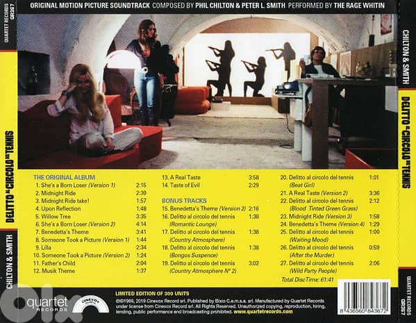 Delitto Al Circolo Del Tennis (RARE LIMITED EDITION ) 1