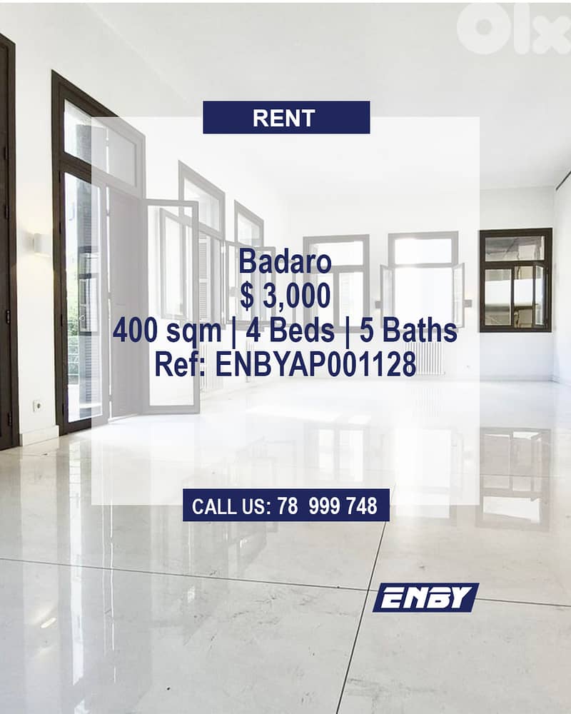Apartment for rent in Badaro |  Spacious | Attractrive Price 0