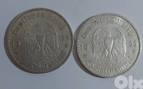 Set of two Nazi German silver Memorial Coin 1934,1935