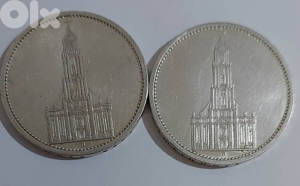 Set of two Nazi German silver Memorial Coin 1934,1935 1