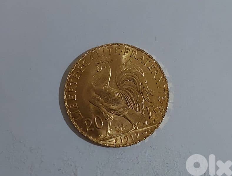 French Gold Coin of the 3rd Republic with the Cock Symbolu 0