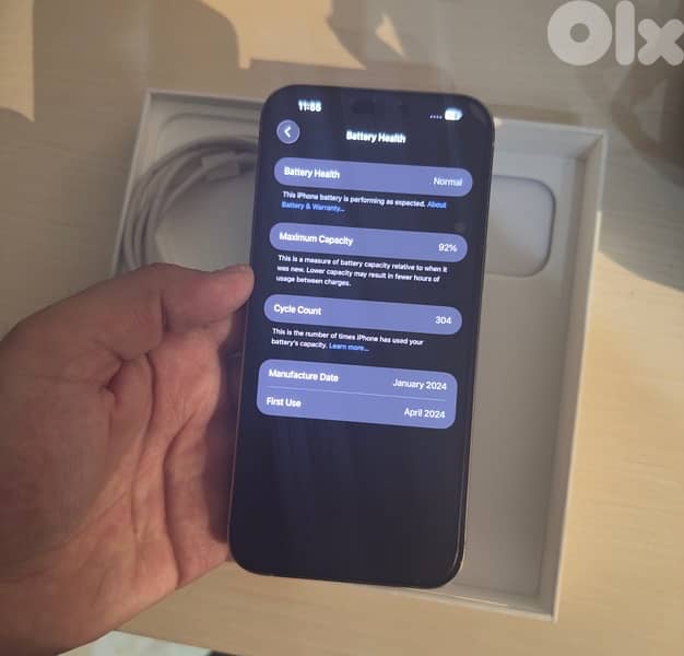 iphone 15 pro max 256 gb battery 92% 6