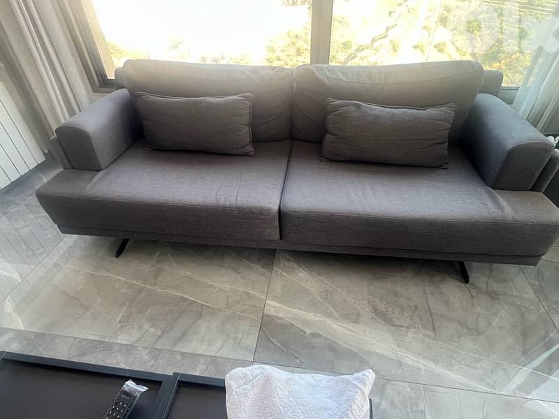 Modern Grey 3-Seater Sofa – Comfortable & Stylish (220 x 95) 0