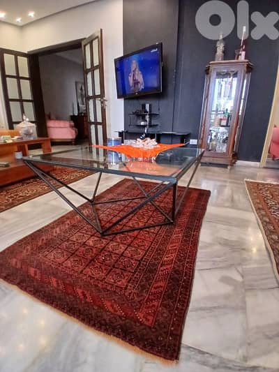 Unique Modern Geometric Coffee Table (Glass & Metal)