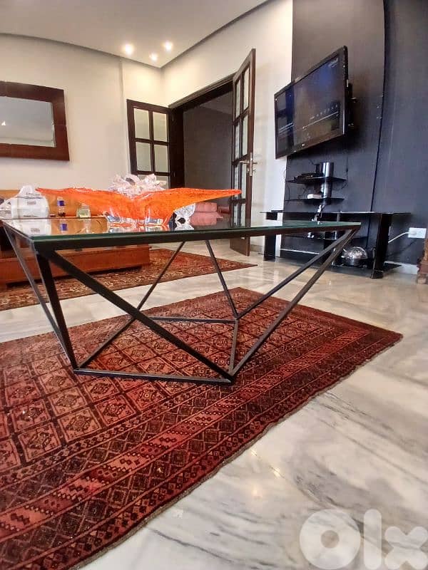 Unique Modern Geometric Coffee Table (Glass & Metal) 1