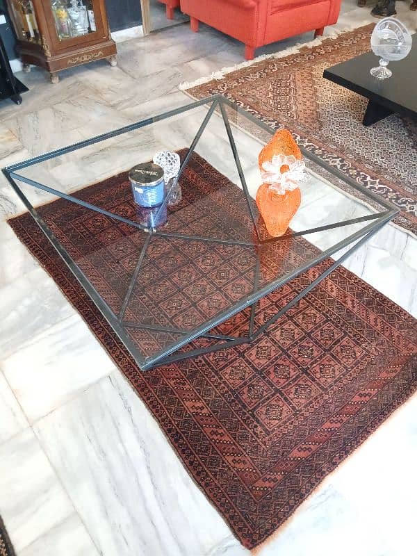 Unique Modern Geometric Coffee Table (Glass & Metal) 2
