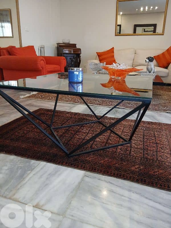 Unique Modern Geometric Coffee Table (Glass & Metal) 3