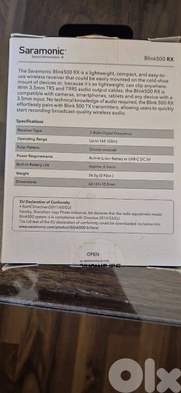 Wireless Microphone & Receiver system (New with open box) 1