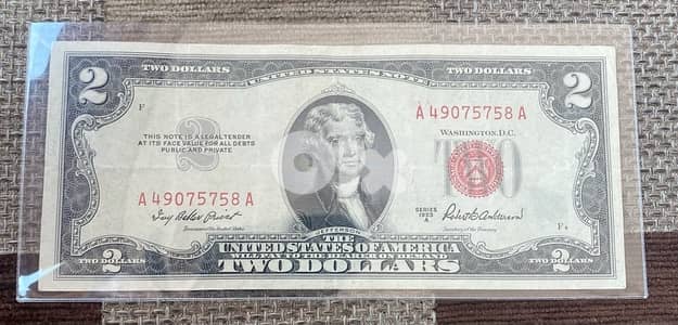 عملة عملات قديمة ٢$ اميركي رد سيل ١٩٥٣