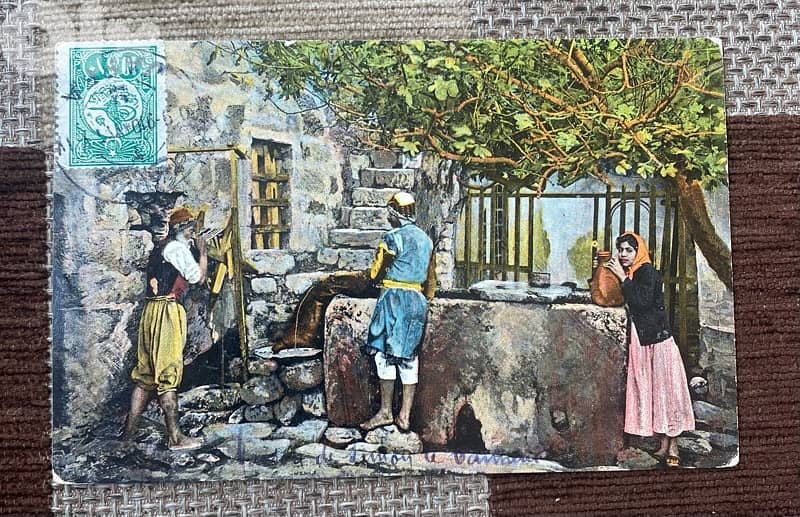 كرت بريد فلسطين عثماني منزل سيمون التنير مدينة يافة سنة ١٩١٠ ختم: يافة 0