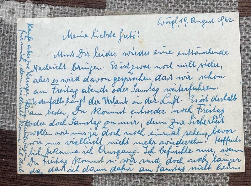 كرت بريد من الجنود الأمان النازي إلى عائلته سنة ١٩٤٢ 1