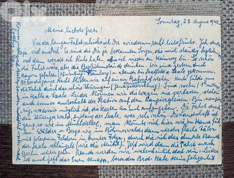 كرت بريد من الجنود الأمان النازي إلى عائلته سنة ١٩٤٢ 1